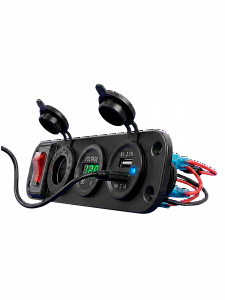 Розетка питания на 2 USB гнезда + прикуриватель 12-24В TDS TS-CAU45 Зеленая